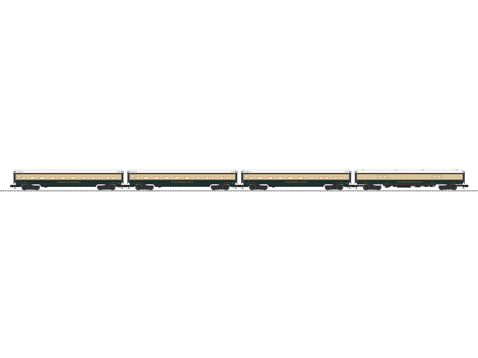 Burlington Northern Aluminum 18" Passenger 4 Pack